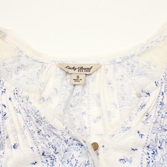 Lucky Brand Womens Laced Floral Blouse Small - Picture 4 of 5